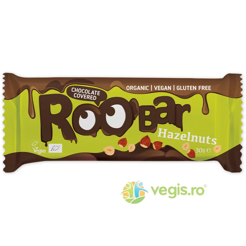 Baton cu Alune de Padure Invelit in Ciocolata fara Gluten Ecologic/Bio 30g ROOBAR — preț și oferte