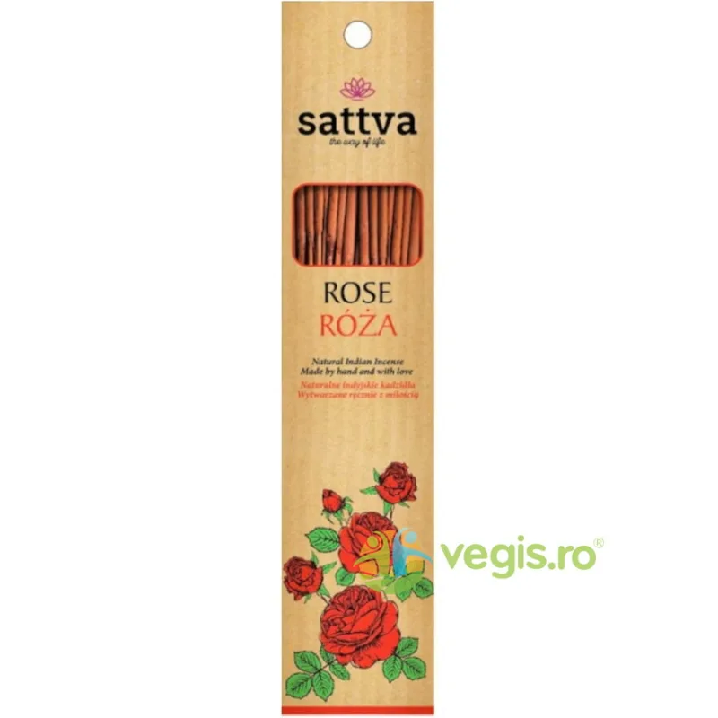 Betisoare Parfumate cu Trandafiri 30g (15buc) Sattva Ayurveda — preț și oferte