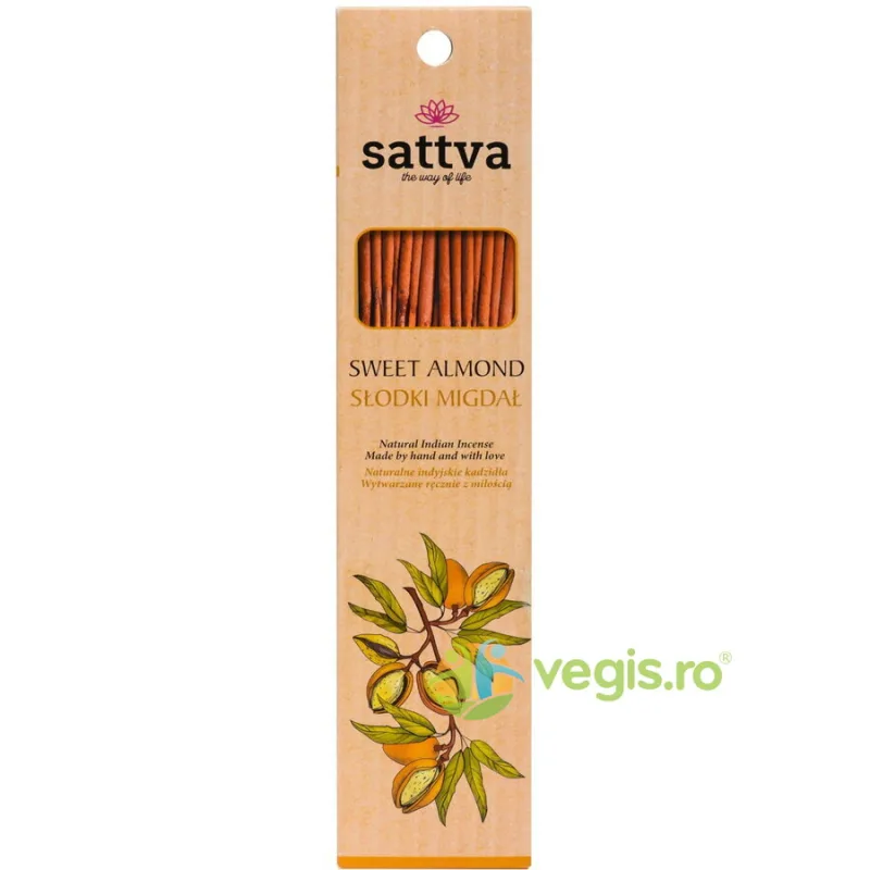 Betisoare Parfumate cu Migdale Dulci 30g (15buc) Sattva Ayurveda — preț și oferte