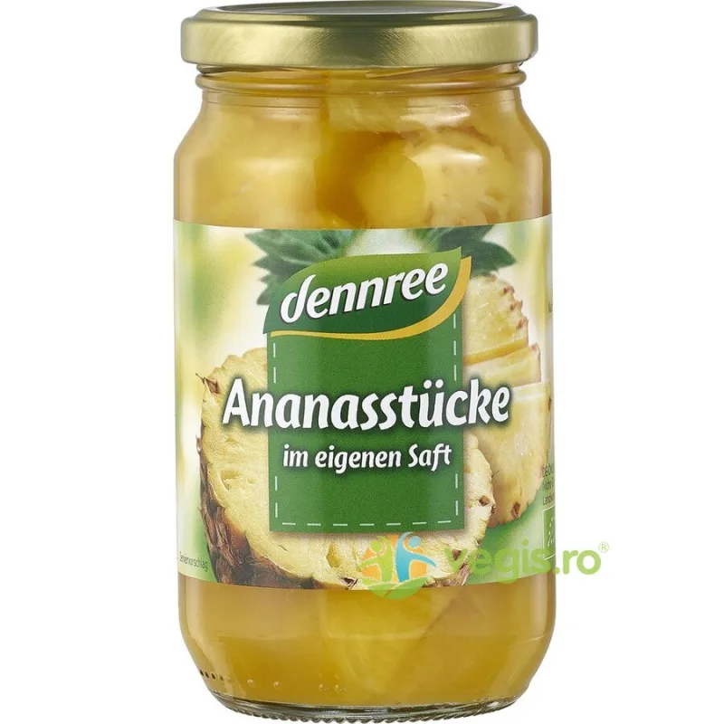 Bucati de Ananas in Suc Propriu Ecologice/Bio 350g Dennree — preț și oferte