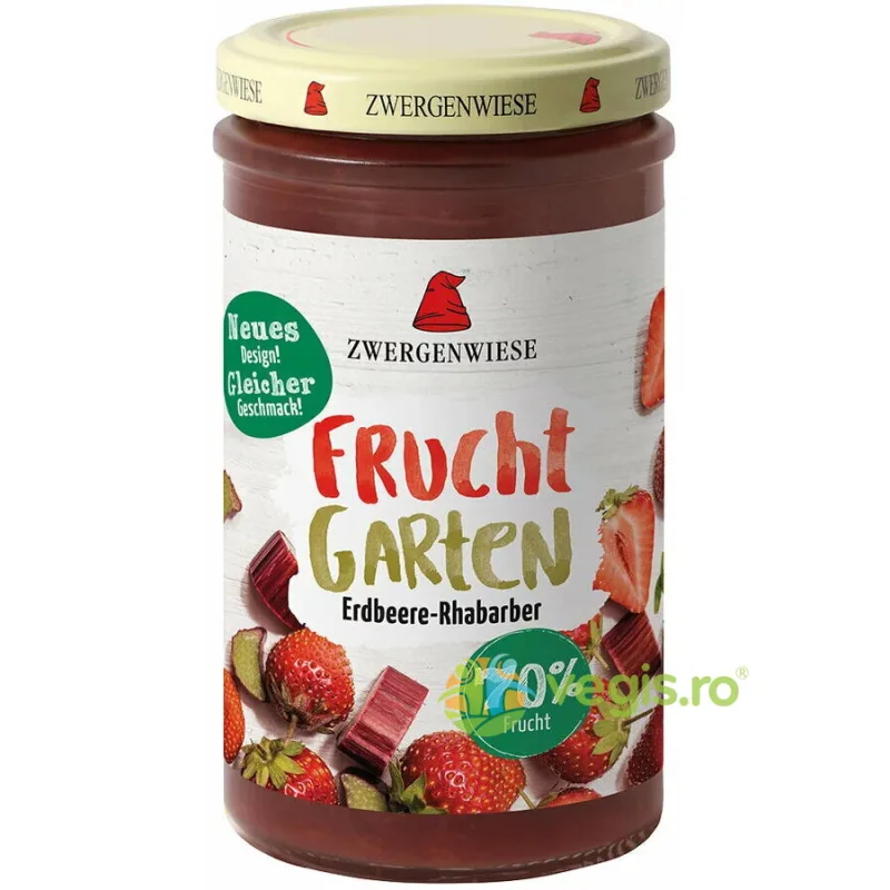 Gem de Capsuni cu Rubarba fara Zahar Adaugat Ecologic/Bio 225g ZWERGENWIESE — preț și oferte
