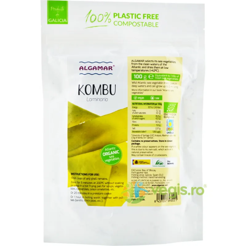 Alge Kombu Ecologice/Bio 100g ALGAMAR — preț și oferte