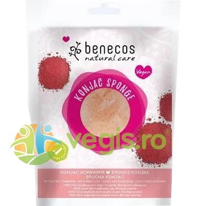 Burete Konjac cu Argila Rosie pentru Ten Sensibil 5g BENECOS — preț și oferte