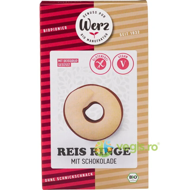 Biscuiti din Orez Integral cu Glazura de Ciocolata fara Gluten Ecologici/Bio 110g WERZ — preț și oferte