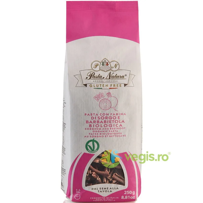 Paste din Faina de Sorg cu Sfecla Rosie fara Gluten Ecologice/Bio 250g PASTA NATURA — preț și oferte
