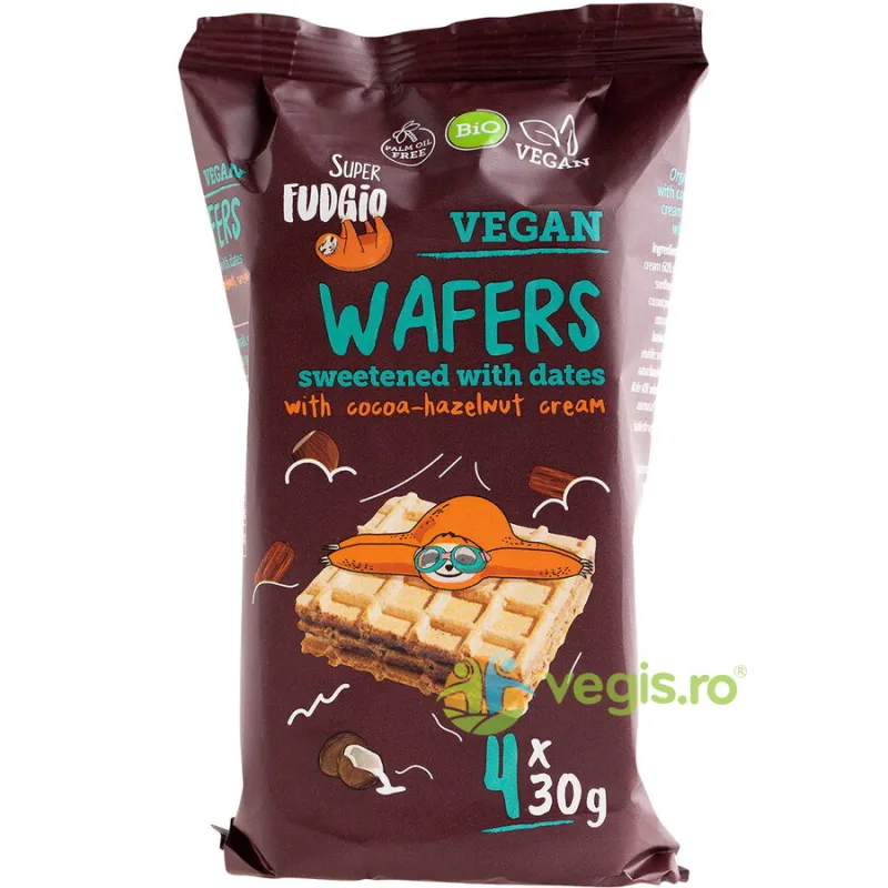 Napolitane cu Cacao si Alune de Padure Indulcite cu Curmale Ecologice/Bio 120g SUPER FUDGIO — preț și oferte
