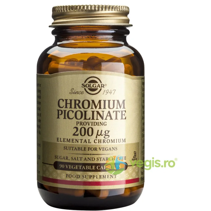Chromium Picolinate 200ug 90cps Vegetale (Picolinat de Crom) SOLGAR — preț și oferte