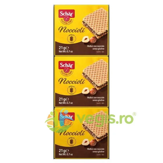 Napolitane cu Crema de Alune fara Gluten Noccioli 63g SCHAR — preț și oferte