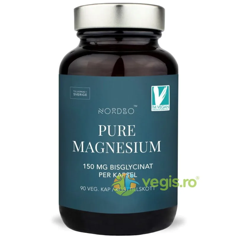 Pure Magnesium (Bisglicinat de Magneziu) Vegan 90cps NORDBO — preț și oferte