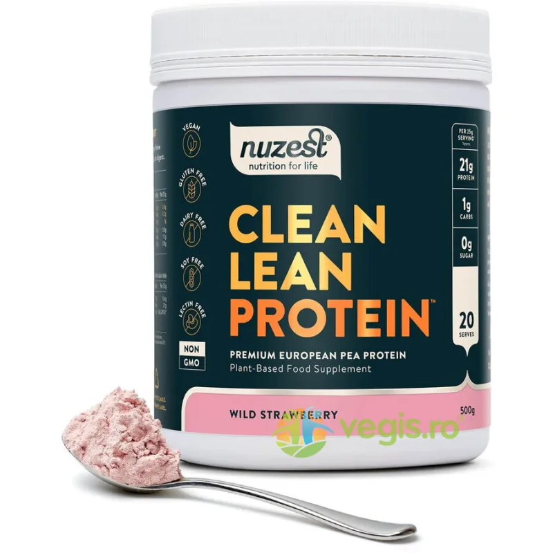 Proteina Vegetala Clean Lean Protein - Wild Strawberry 500g NUZEST — preț și oferte