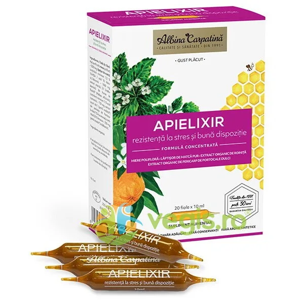 Apielixir Rezistenta la Stres si Buna Dispozitie 20 fiole x 10ml Albina Carpatina — preț și oferte