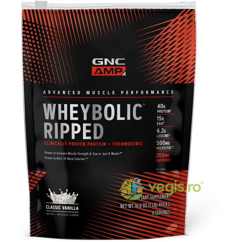 Proteina din Zer cu Aroma de Vanilie Amp Wheybolic Ripped 469.8g GNC — preț și oferte