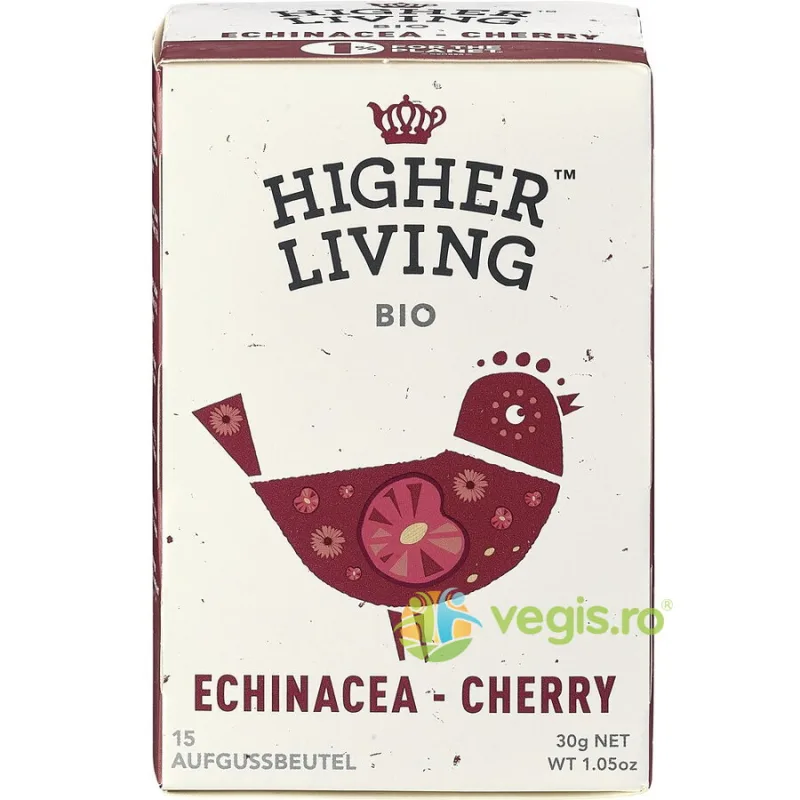 Ceai cu Echinacea si Cirese Ecologic/Bio 15 plicuri HIGHER LIVING — preț și oferte