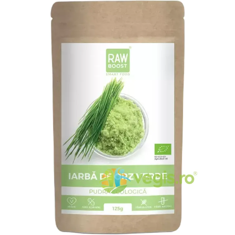 Iarba de Orz Pudra fara Gluten Ecologica/Bio 125g RAWBOOST — preț și oferte