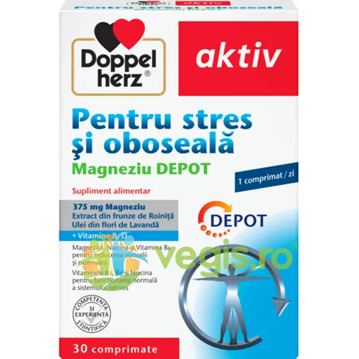 Magneziu 375mg Depot pentru Stres si Oboseala 30cpr DOPPELHERZ — preț și oferte