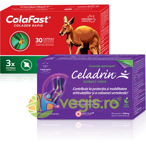 Pachet Celadrin Extract Forte 60cps + Colafast Colagen Rapid 30cps Good Days Therapy, BIOPOL — preț și oferte
