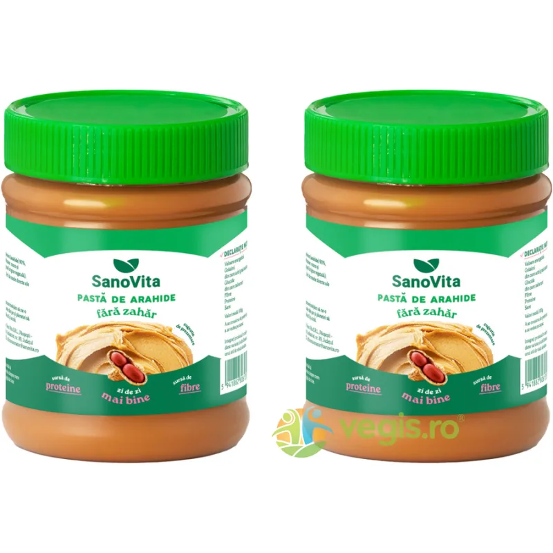 Pachet Pasta de Arahide Cremoasa fara Zahar 375g + 375g SANOVITA — preț și oferte