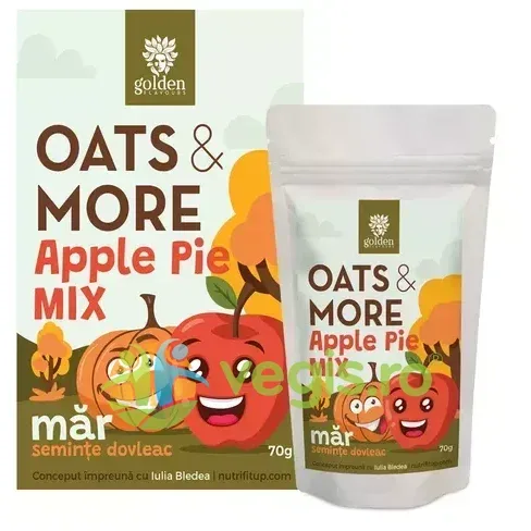 Mix Fulgi de Ovaz, Seminte de Chia si Mar (Oats&More Apple Pie Mix) Ecologic/Bio 70g GOLDEN FLAVOURS — preț și oferte