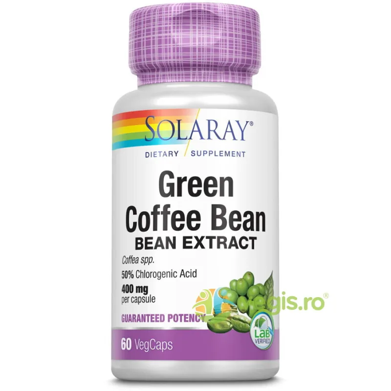 Green Coffee Bean Extract 60cps vegetale Secom, Solaray — preț și oferte