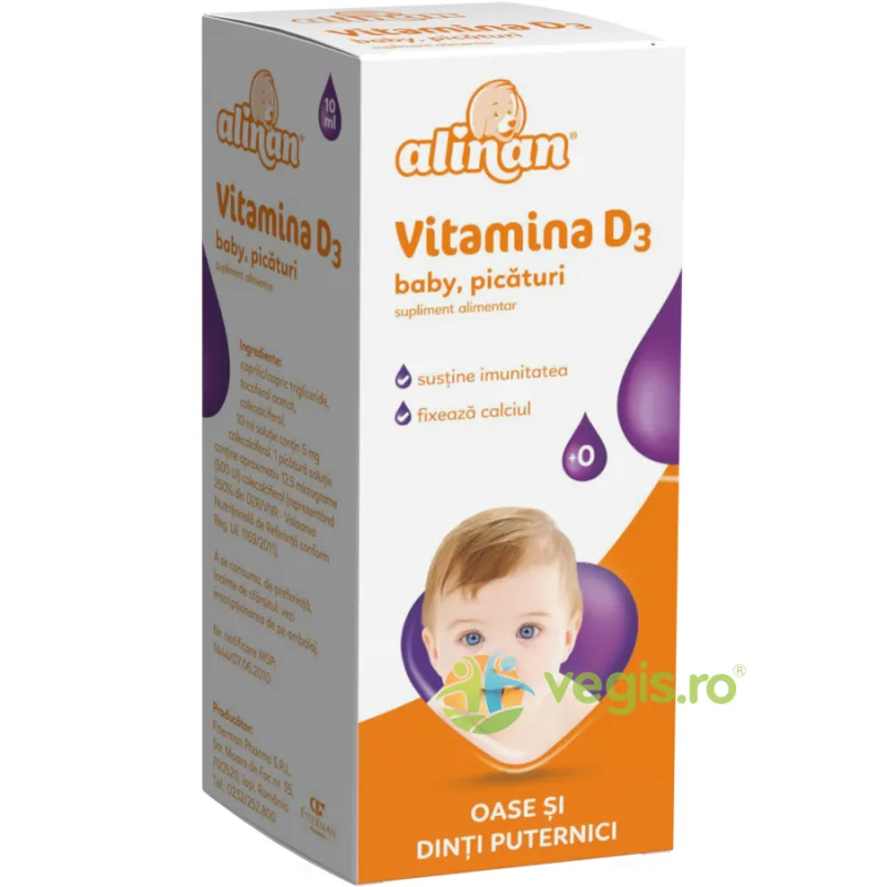 Vitamina D3 Baby Picaturi Alinan 10ml FITERMAN PHARMA — preț și oferte