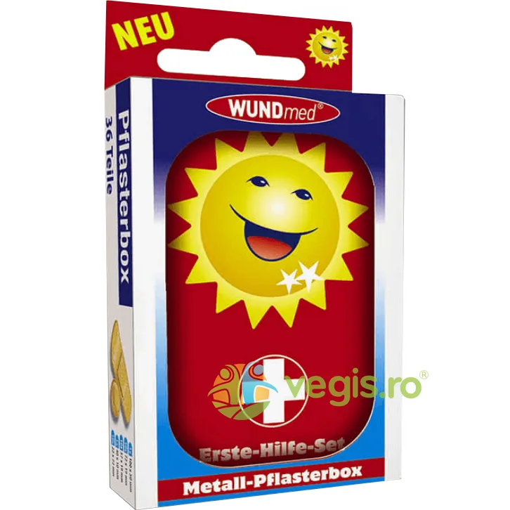 Cutie Metalica de Prim Ajutor 36 Plasturi Diferite Dimensiuni WUNDMED — preț și oferte