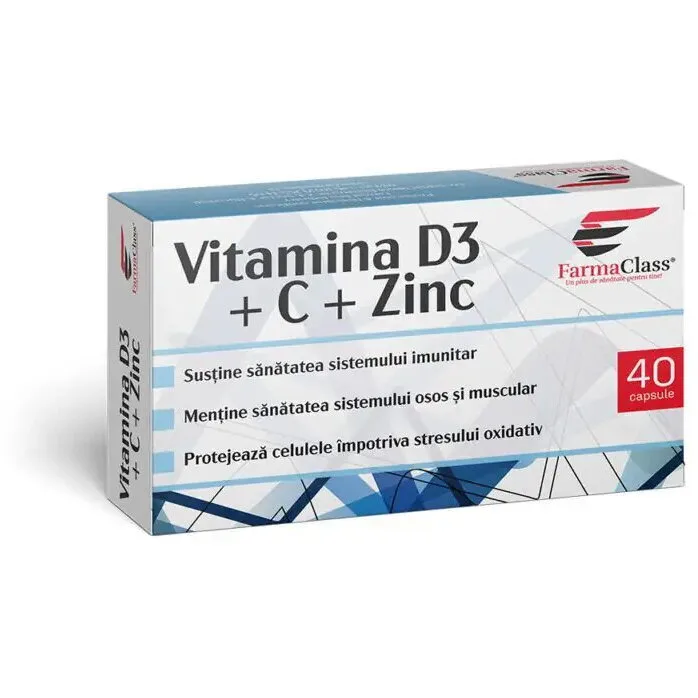 Vitamina D3 + C + Zinc 40cps Farmaclass — preț și oferte