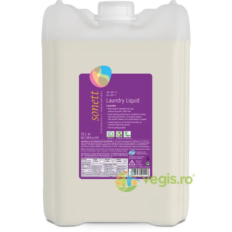 Detergent Lichid pentru Rufe Albe si Colorate cu Lavanda Ecologic/Bio 10L SONETT — preț și oferte