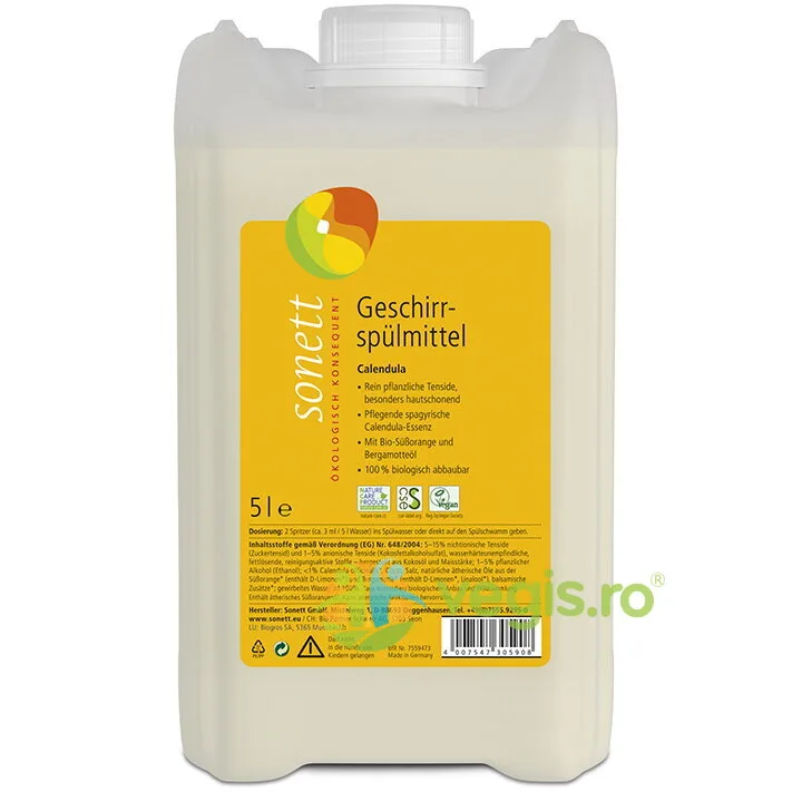 Detergent pentru Spalat Vase cu Galbenele Ecologic/Bio 5L SONETT — preț și oferte