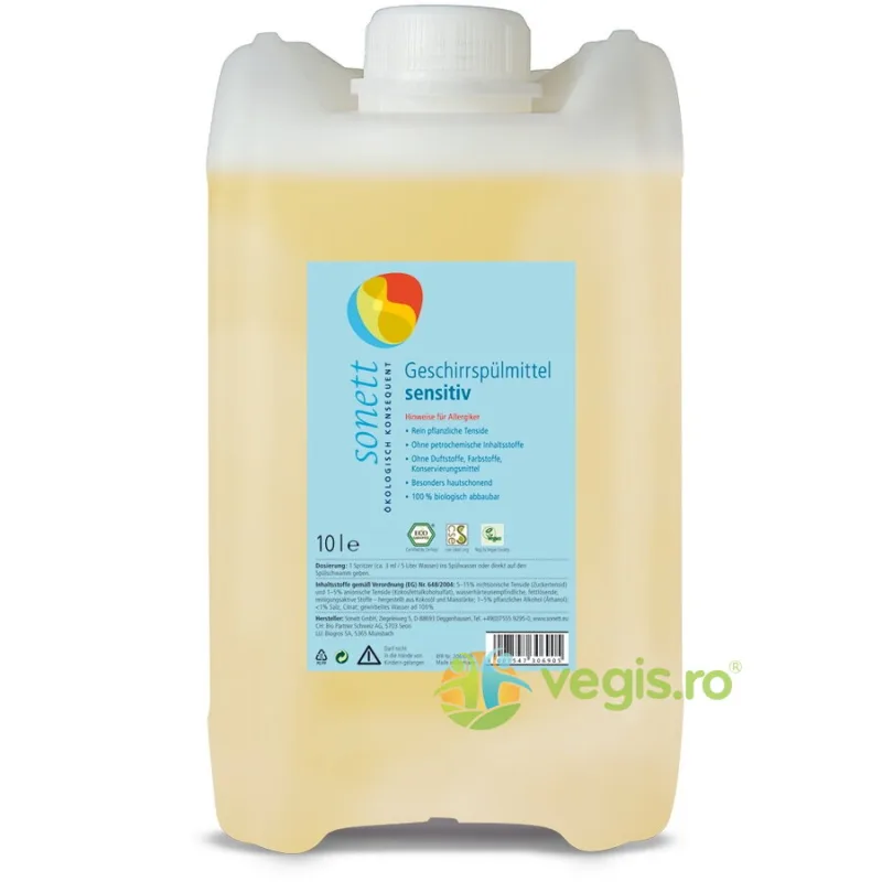 Detergent pentru Spalat Vase Sensitiv Neutru Ecologic/Bio 10L SONETT — preț și oferte