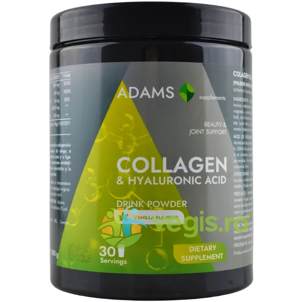 Collagen si Acid Hialuronic Pulbere Instant cu Aroma de Vanilie  600g ADAMS VISION — preț și oferte