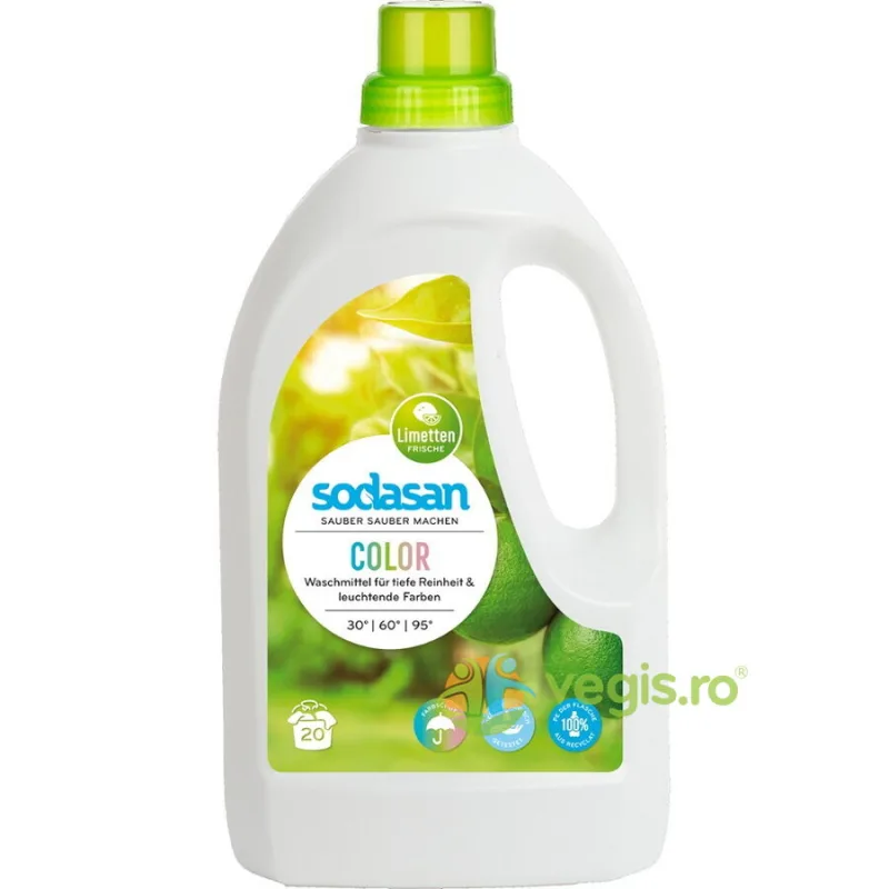 Detergent Lichid pentru Rufe Colorate cu Lime 1.5L Sodasan — preț și oferte