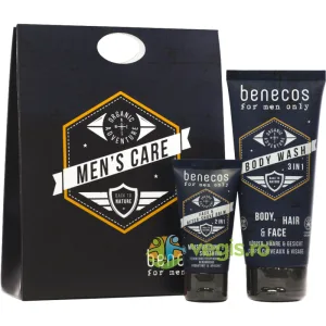 Set Cadou Men's Care: Gel de Dus 3-in-1 pentru Ten, Corp, Par Bio  200ml + Balsam After Shave Hidratant si Calmant Bio 50ml