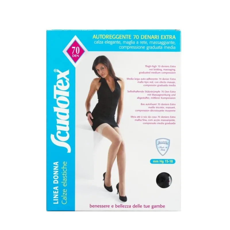 Ciorapi compresivi medicinali pana la coapsa 70 DEN - Negru, XXL SCUDOTEX — preț și oferte