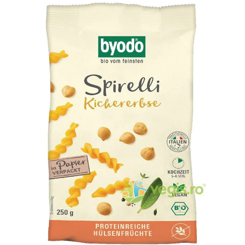 Paste Spirelli din Naut fara Gluten Ecologice/Bio 250g BYODO — preț și oferte