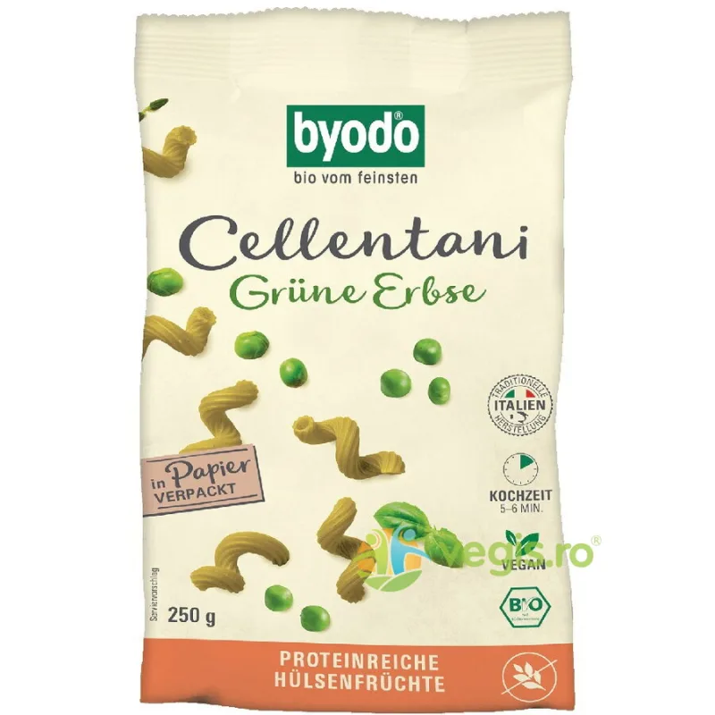 Paste Cellentani din Mazare Verde fara Gluten Ecologic/Bio 250g BYODO — preț și oferte