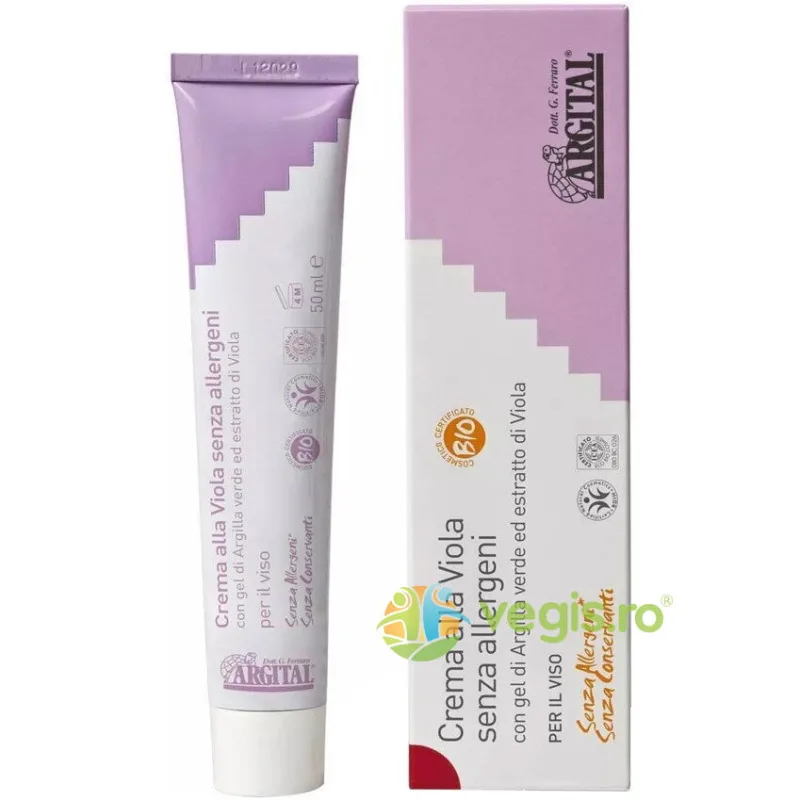 Crema pentru Fata Non Alergica cu Gel de Argila Verde si Extract de Violete Ecologica/Bio 50ml — preț și oferte