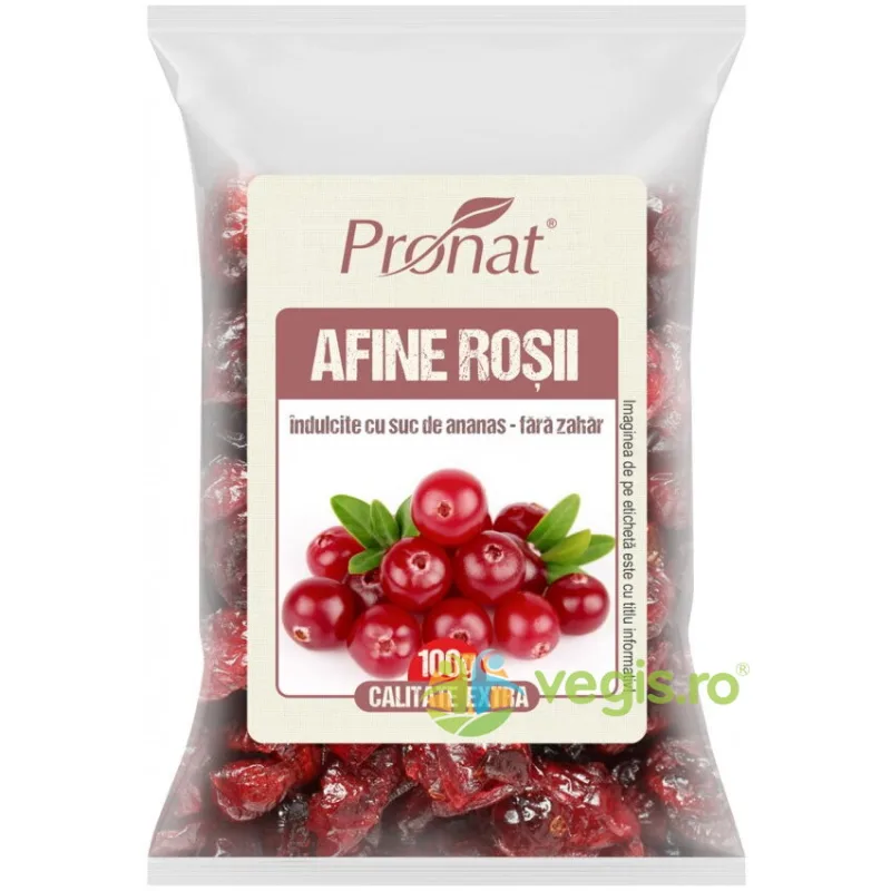 Afine Rosii Uscate Indulcite cu Suc de Ananas fara Zahar 100g PRONAT — preț și oferte