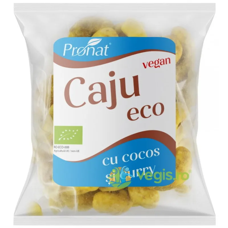 Caju Condimentat cu Aroma de Curry si Nuca de Cocos Ecologic/Bio 50g PRONAT — preț și oferte