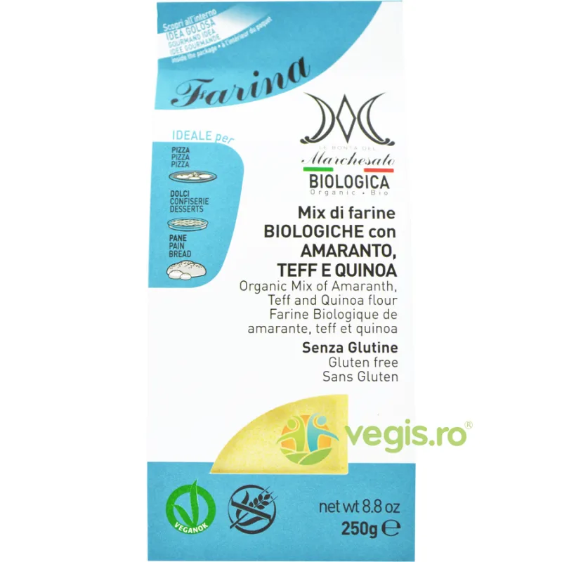 Mix de Faina cu Amarant, Teff si Quinoa fara Gluten Ecologic/Bio 250g MARCHESATO — preț și oferte