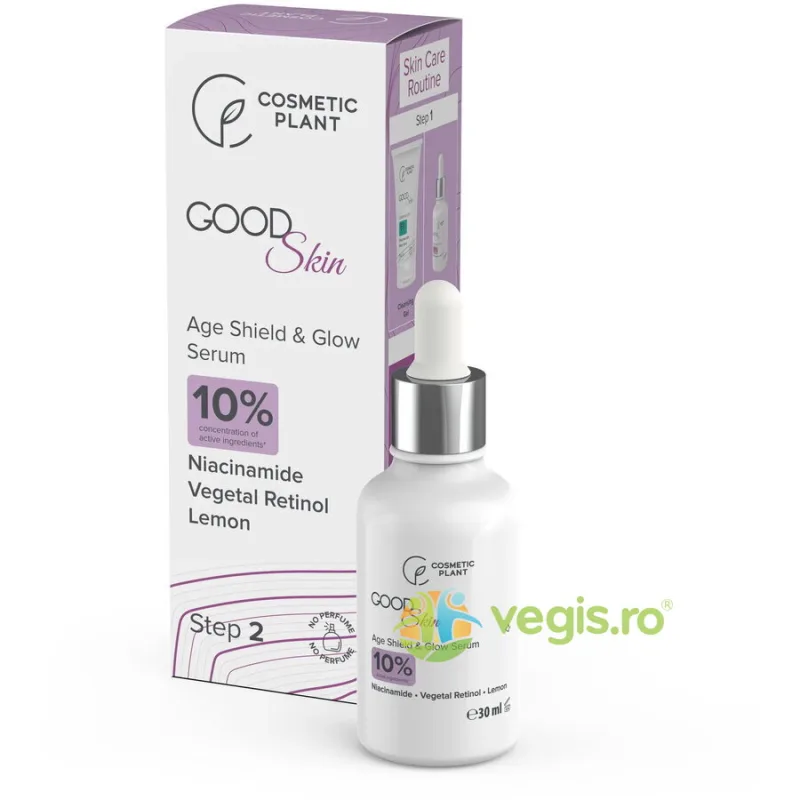 Ser Age Shield & Glow cu Niacinamida, Retinol Vegetal si Extract de Lamaie Good Skin 30ml COSMETIC PLANT — preț și oferte