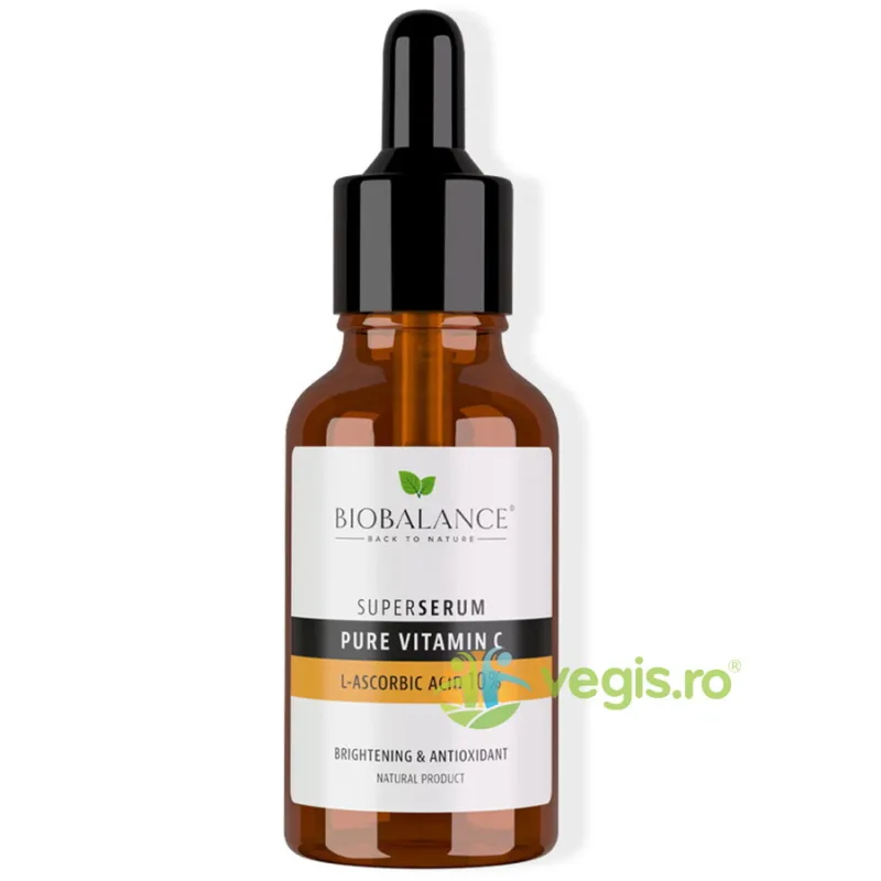 Ser Antirid pentru Luminozitate cu Vitamina C (Acid L-Ascorbic 10%) Super Serum Pure Vitamin C 30ml BIO BALANCE — preț și oferte