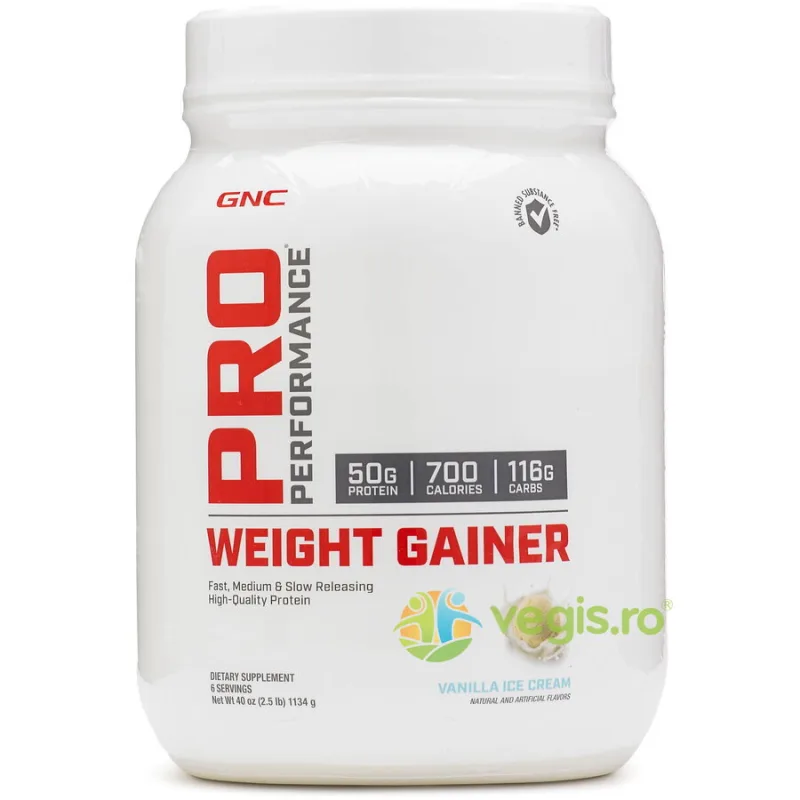 Formula Proteica pentru Crestere in Greutate cu Aroma de Vanilie Pro Performance 1134g GNC — preț și oferte