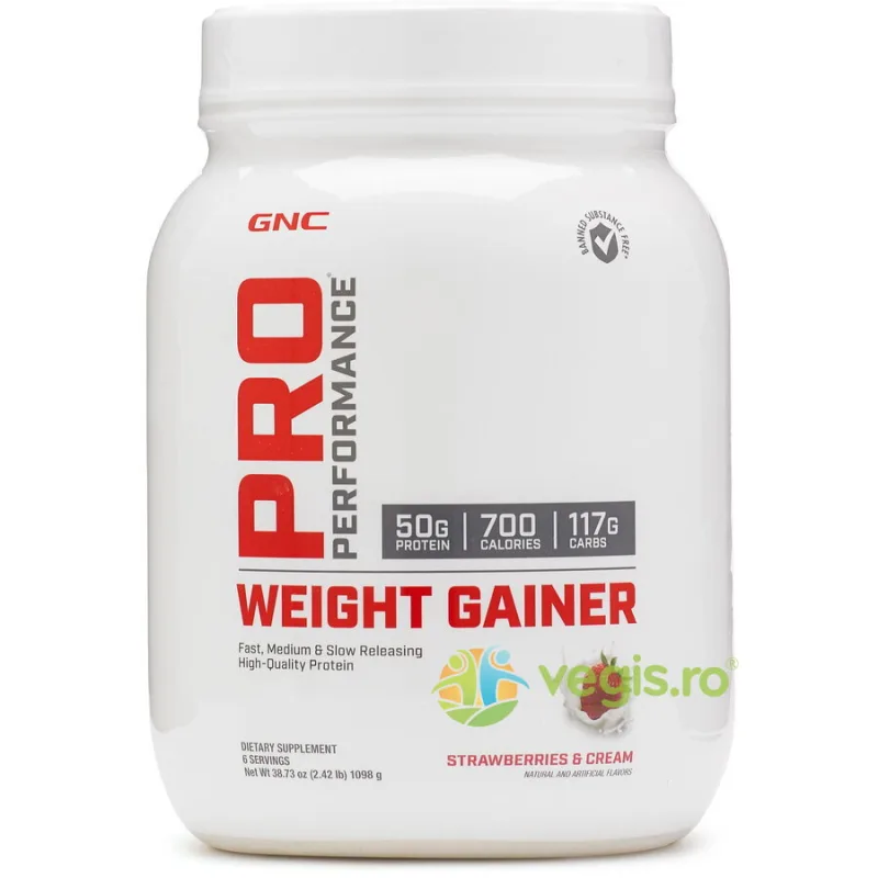 Formula Proteica pentru Crestere in Greutate cu Aroma de Capsuni Pro Performance 1098g GNC — preț și oferte