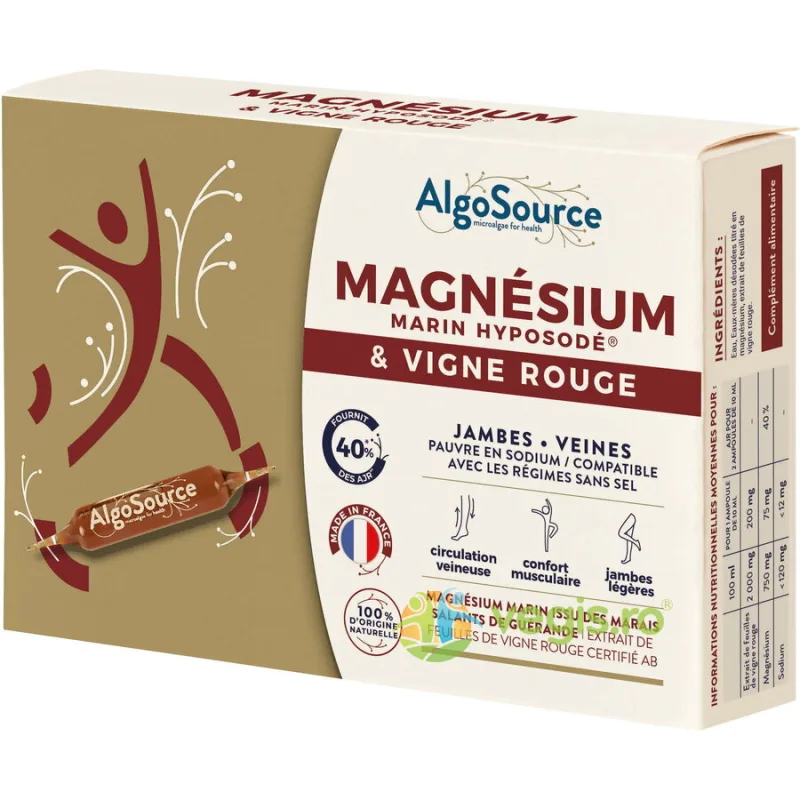 Magneziu Marin Hyposodic si Vita de Vie Rosie 20 fiole ALGOSOURCE — preț și oferte