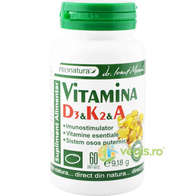 Vitamina D3+K2+A 60cps Medica - Pro Natura — preț și oferte
