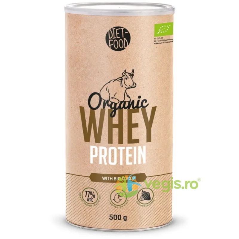 Proteina 100% din Zer, Cacao si Stevie Ecologica/Bio 500g DIET FOOD — preț și oferte