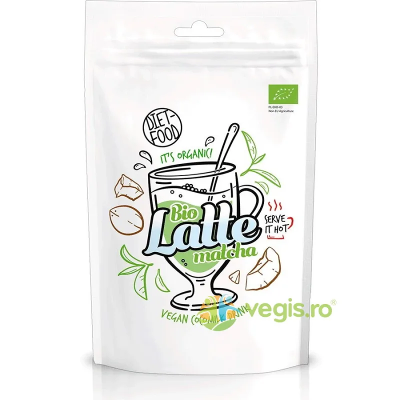 Bautura din Lapte de Cocos si Ceai Matcha Latte Matcha Ecologica/Bio 200g DIET FOOD — preț și oferte