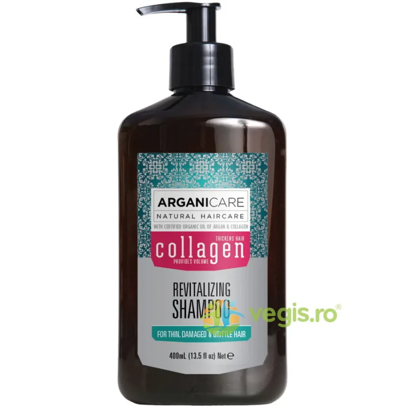 Sampon Revitalizant pentru Par Subtire, Deteriorat si Fragil cu Colagen 400ml ARGANICARE — preț și oferte