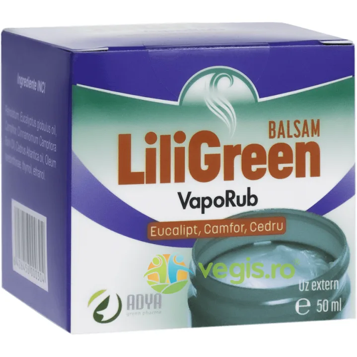 Balsam cu Eucalipt, Camfor si Cedru LiliGreen VapoRub 50ml Adya GreenPharma — preț și oferte