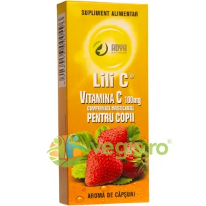Vitamina C cu Aroma de Capsuni pentru Copii 100mg 30cpr